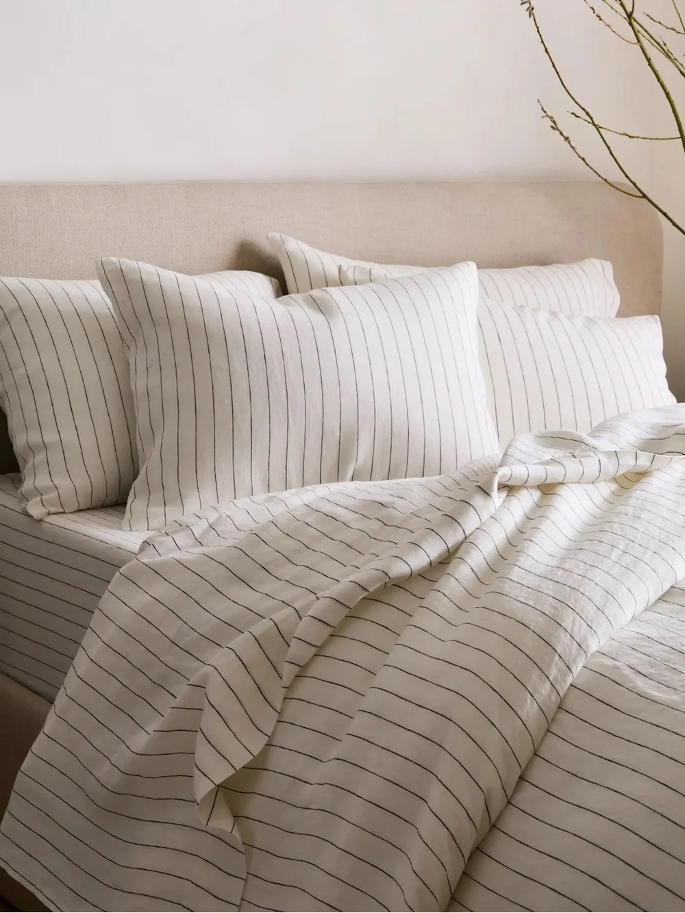 NEW Quince KING Pencil Stripe European Linen Stripe Duvet Cover SET $224